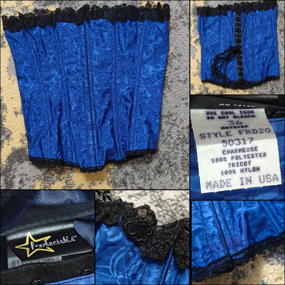 2for30✨ Y2K Vintage Frederick's of Hollywood Corset W/ Black Lace Trim Sz36
